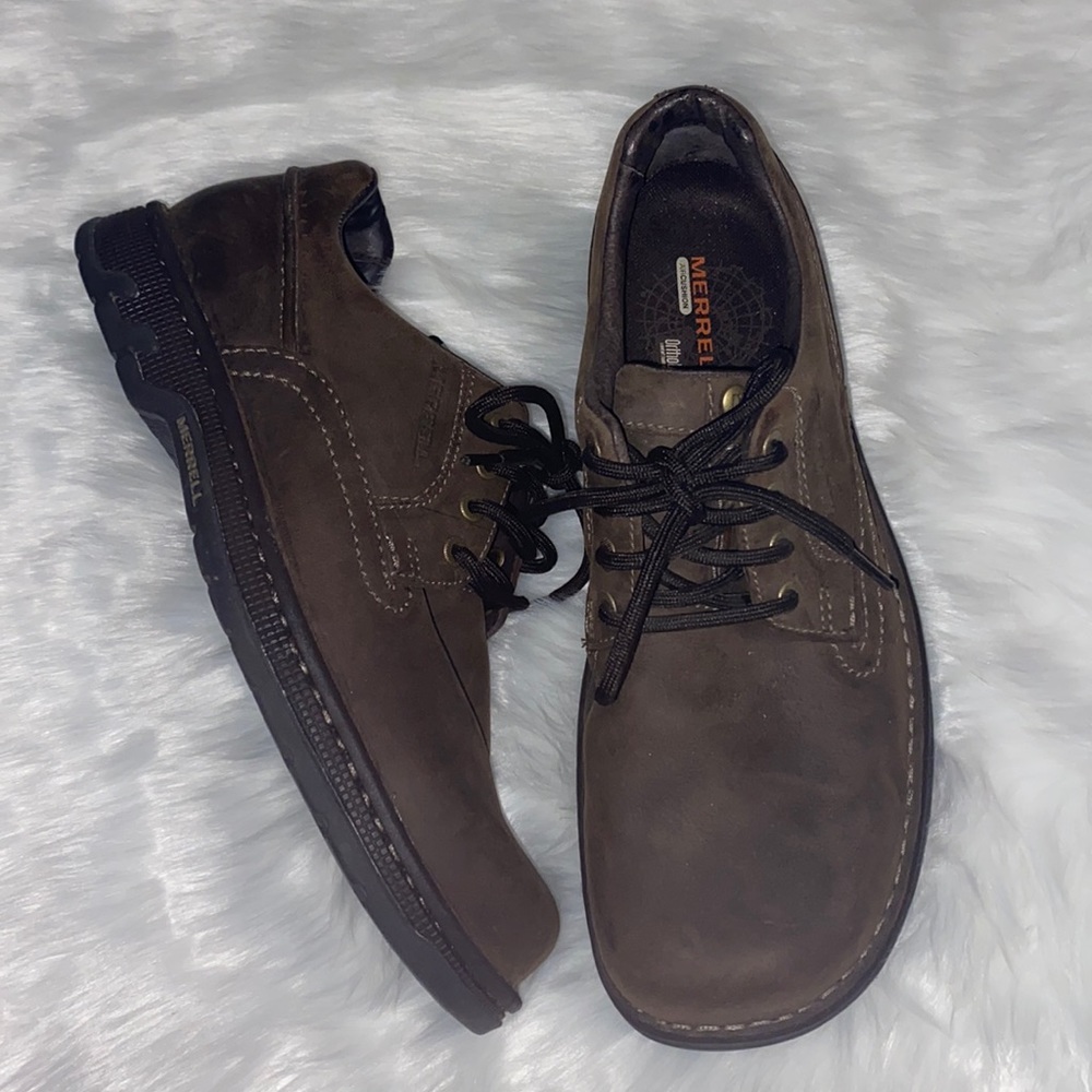 Merrell World Rambler Dark Earth Leather Shoes-10M